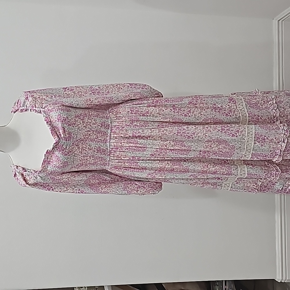 Penelope Rose peasant/boho Pink dress Size M strechy SMOCK